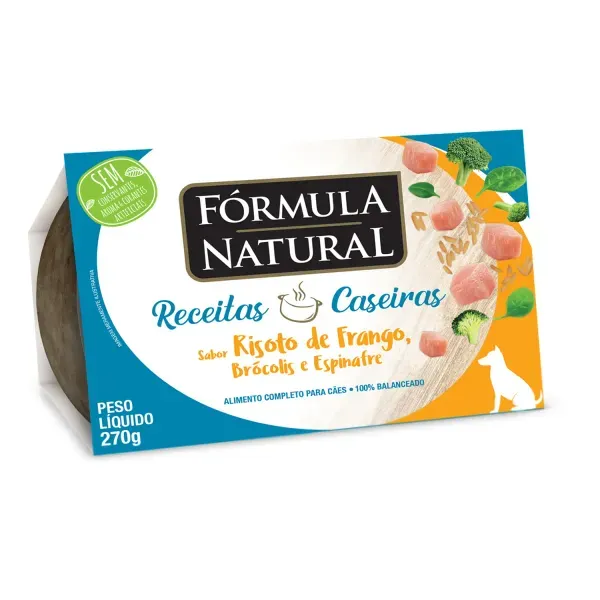 Ração Úmida Fórmula Natural Receita Caseira Cães Risoto de Frango Brócolis e Espinafre 270 g